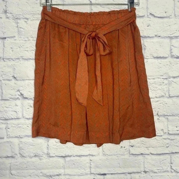 Banana Republic Skirt Orange Beige Satin Elastic Waist Animal Print Abstract - Picture 2 of 6